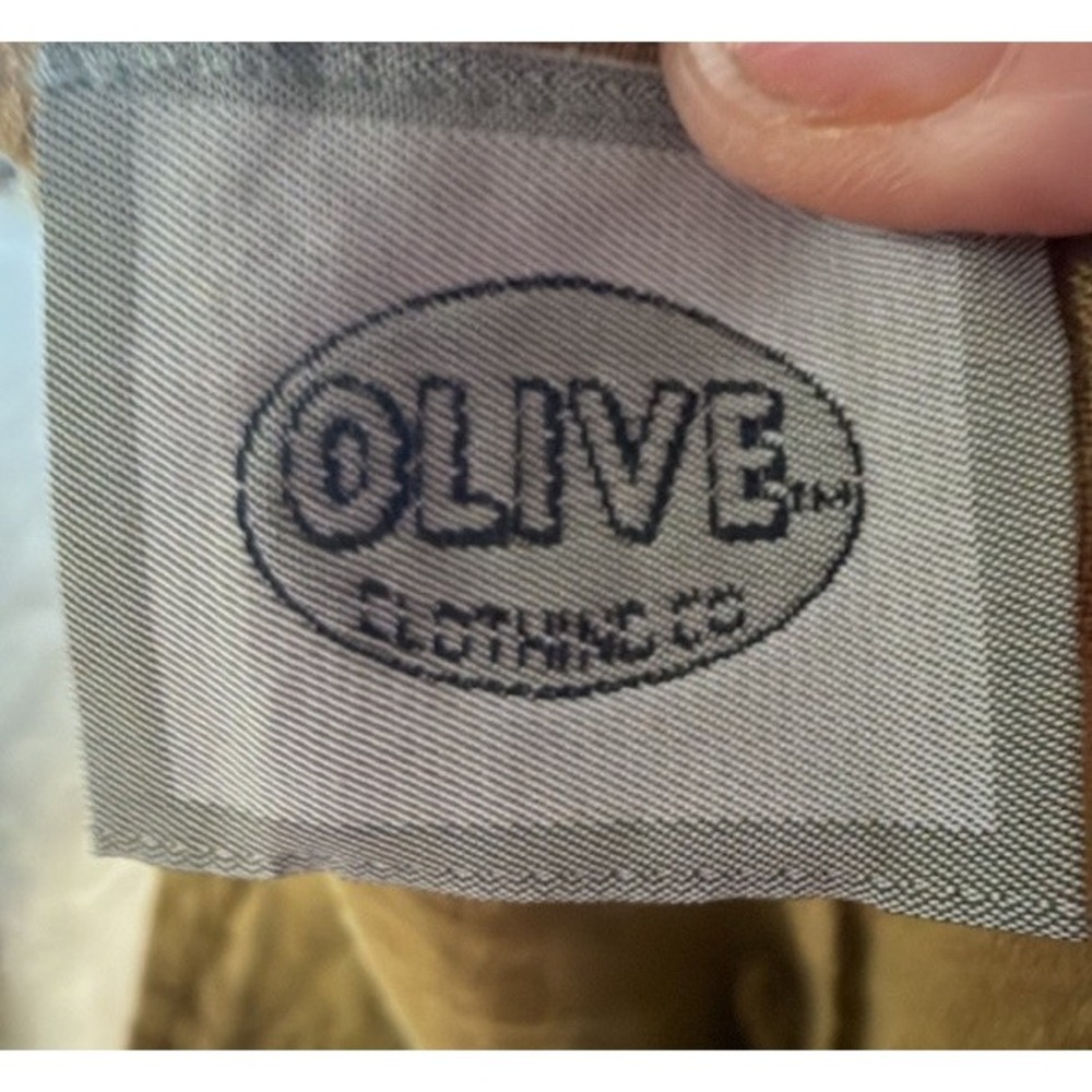 Olive Clothing Co Linen Pants Women's M Olive Green Wide Leg Boho USA Vintage - Picture 4 of 5